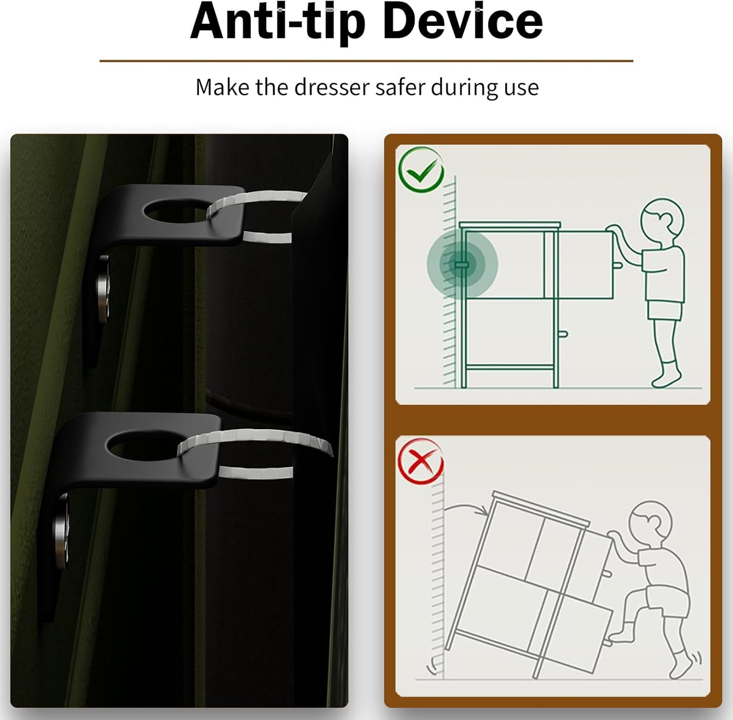 Black 6-Drawer Dresser & TV Stand - Multi-Functional Wooden & Fabric Storage for Bedroom to Living Room